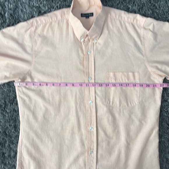 Short sleeves Shirt Mens large Cotton Linen Button Down Pink Casual - Picture 6 of 8
